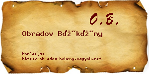 Obradov Bökény névjegykártya